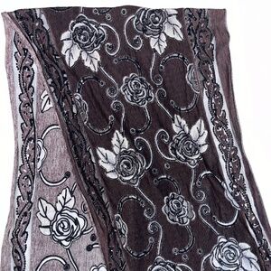 Brown Beaded Rose Scarf